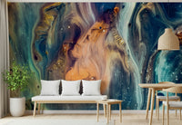 A serene flowing design wall mural for contemplative decor.