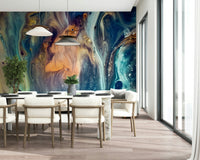 An artistic minimalist form mural for home decor.