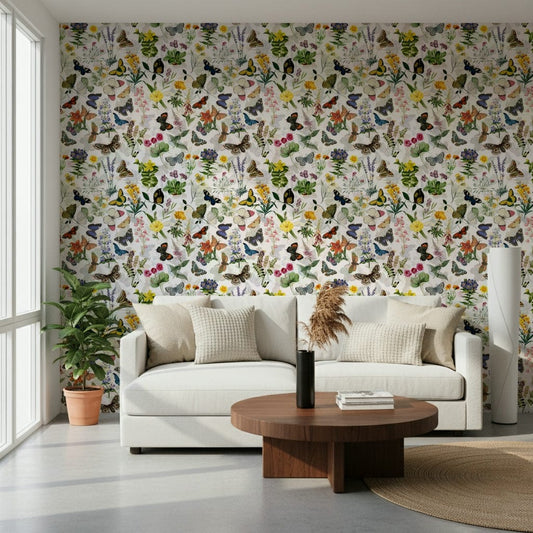 Vibrant nature pattern Fluttering Blooms wallpaper for walls accent
