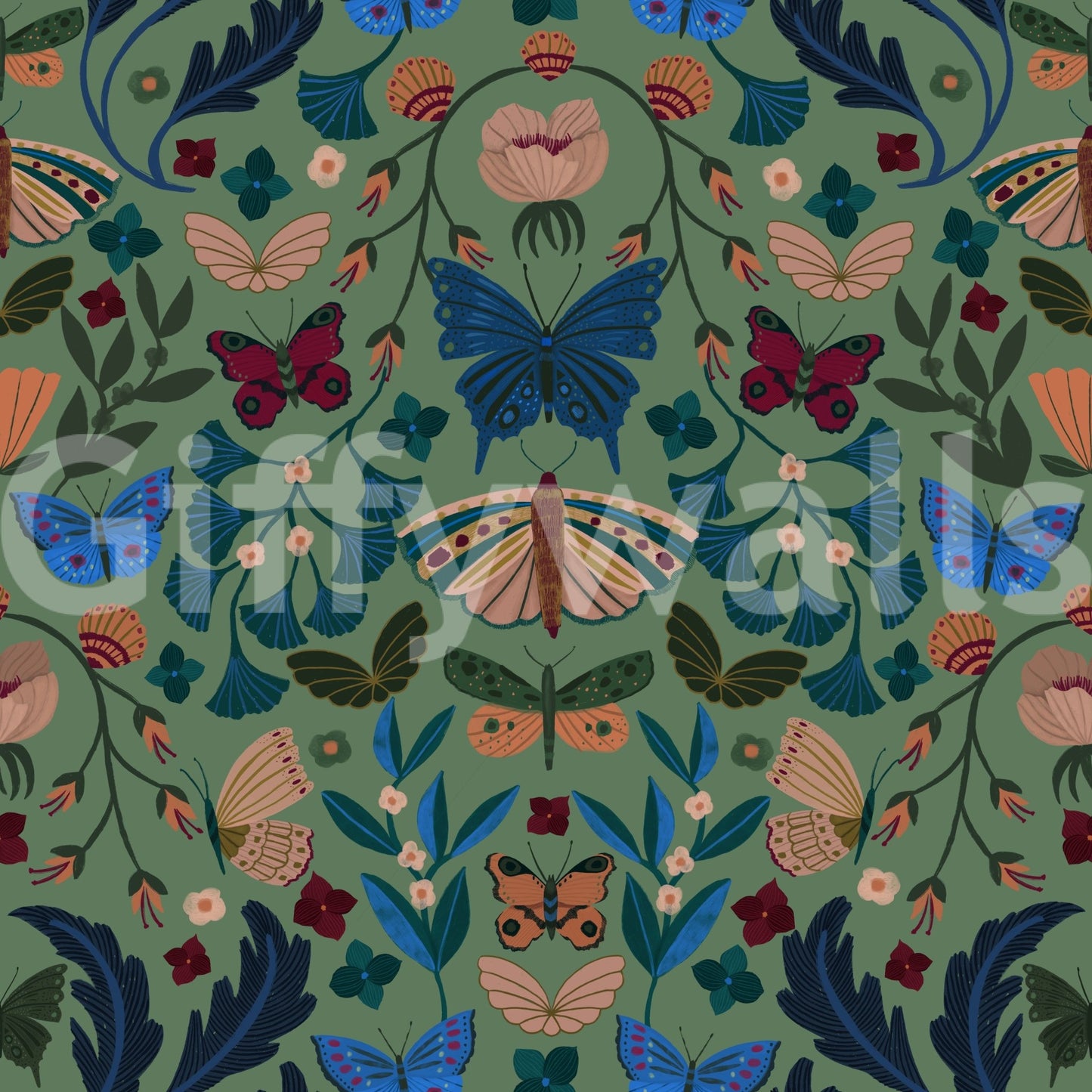 Pastel floral wall mural style GD808

