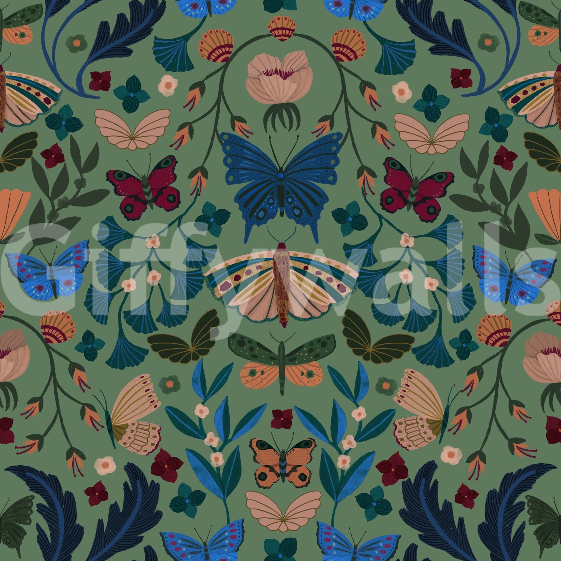 Pastel floral wall mural style GD808

