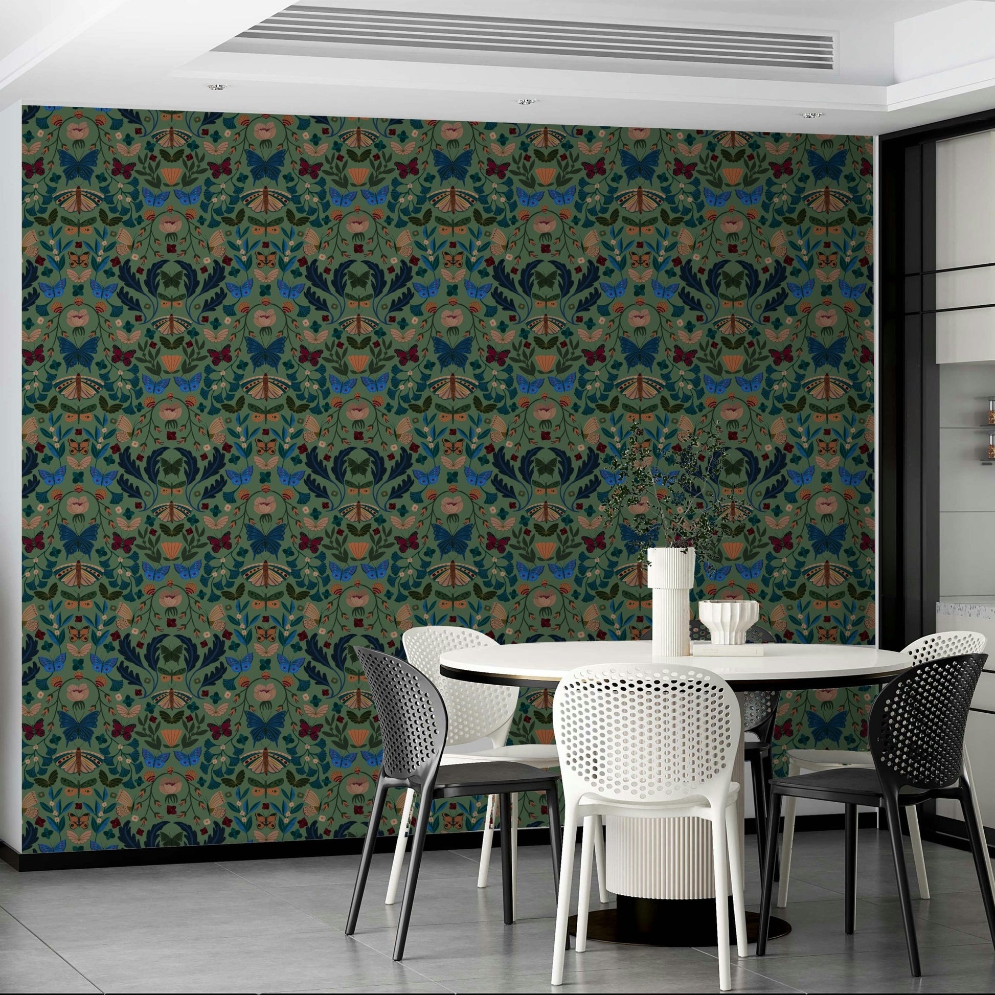 Soft floral and butterfly wallpaper GD808

