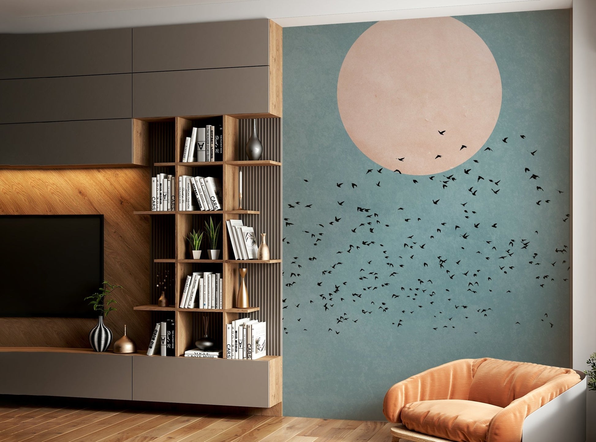 The mural covers a significant wall area.
