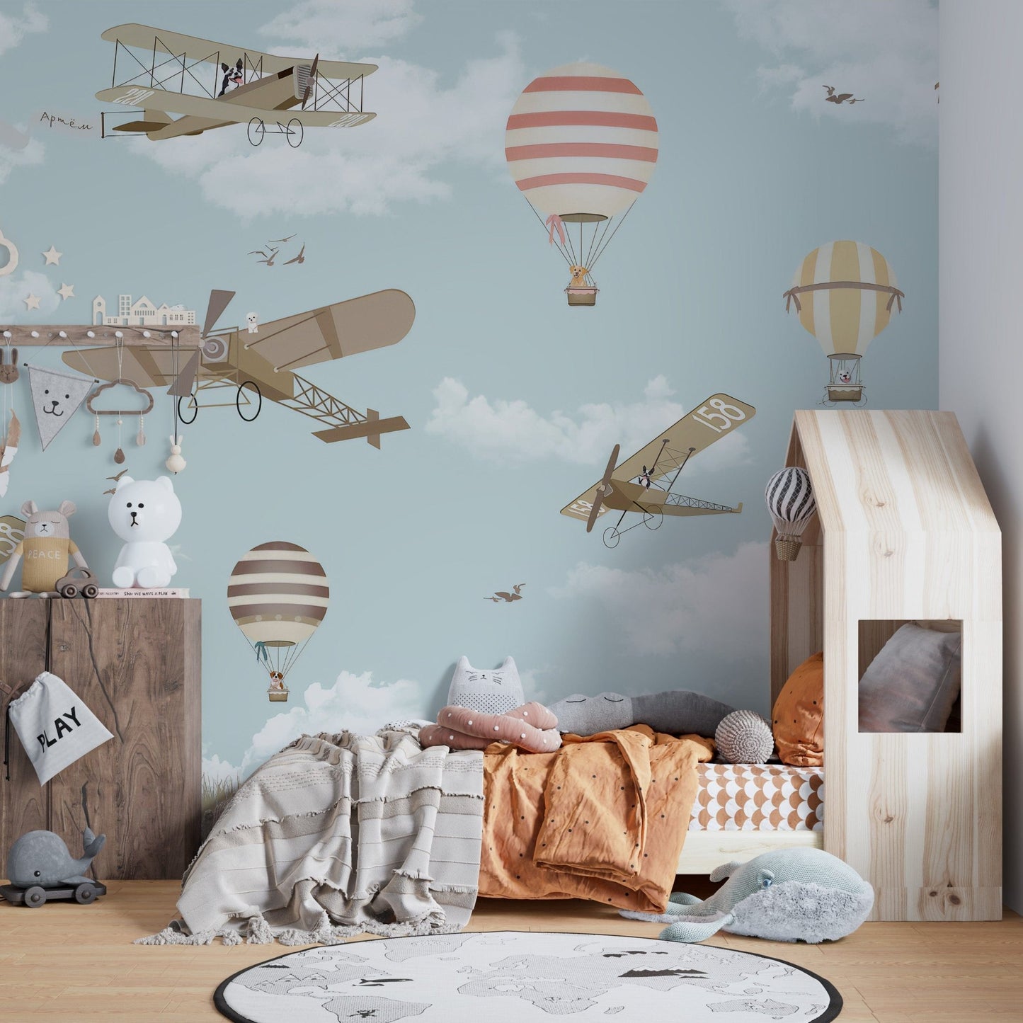 Hot Air Balloons & Planes Fun land Wallpaper Murals - Giffywalls A436
