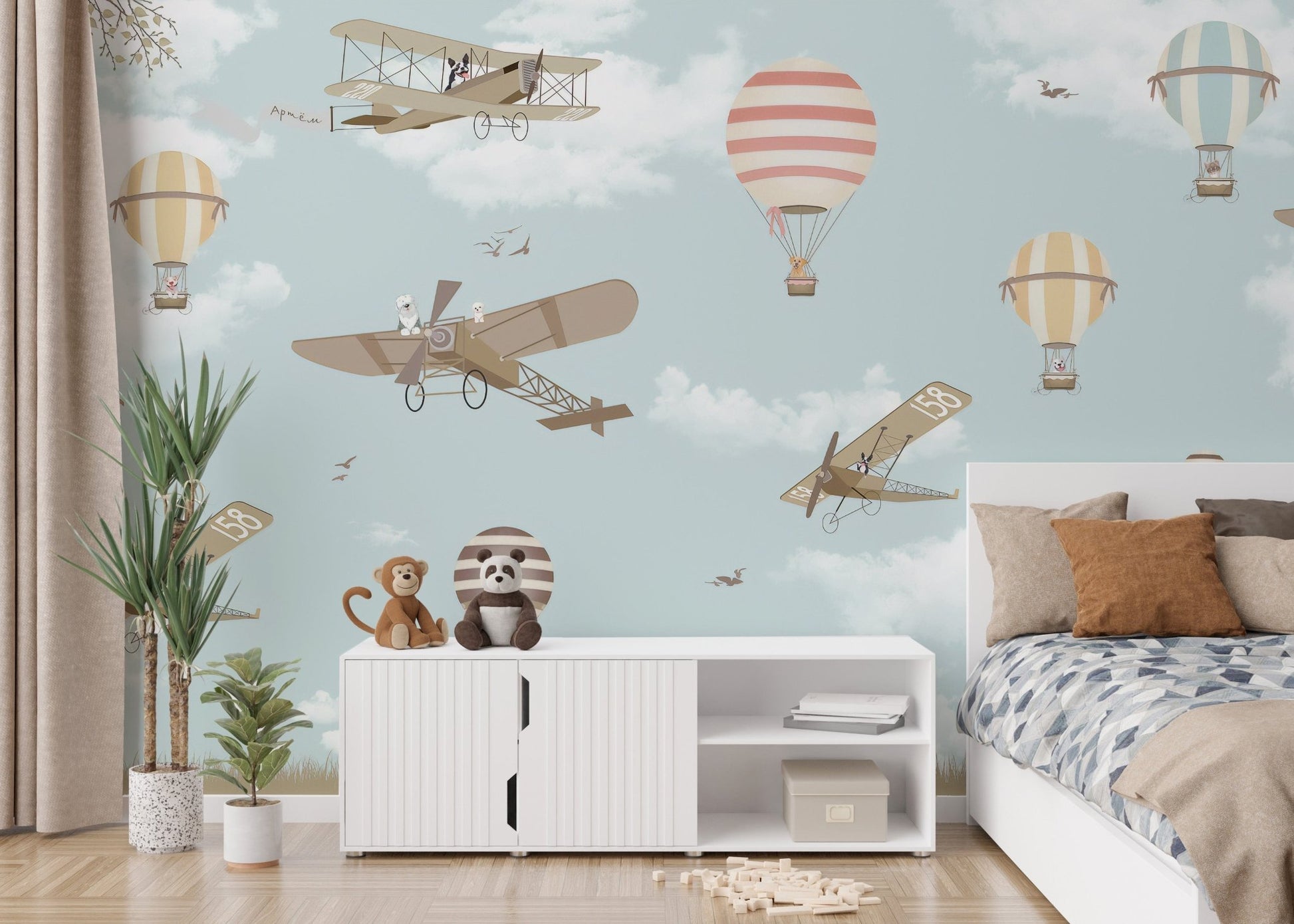Hot Air Balloons & Planes Fun land Wallpaper Murals - Giffywalls A436