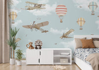 Hot Air Balloons & Planes Fun land Wallpaper Murals - Giffywalls A436