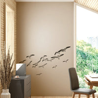 Artistic bird mural with upward motion in vertical layout

