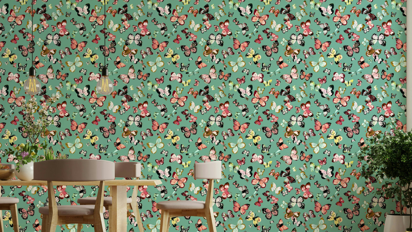 Teal butterfly wall mural

