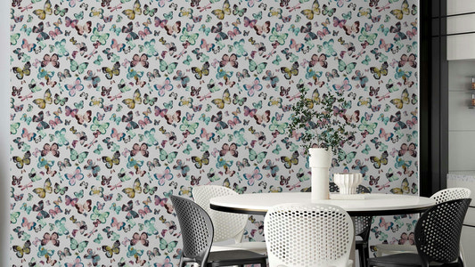 Green and pink wall design

