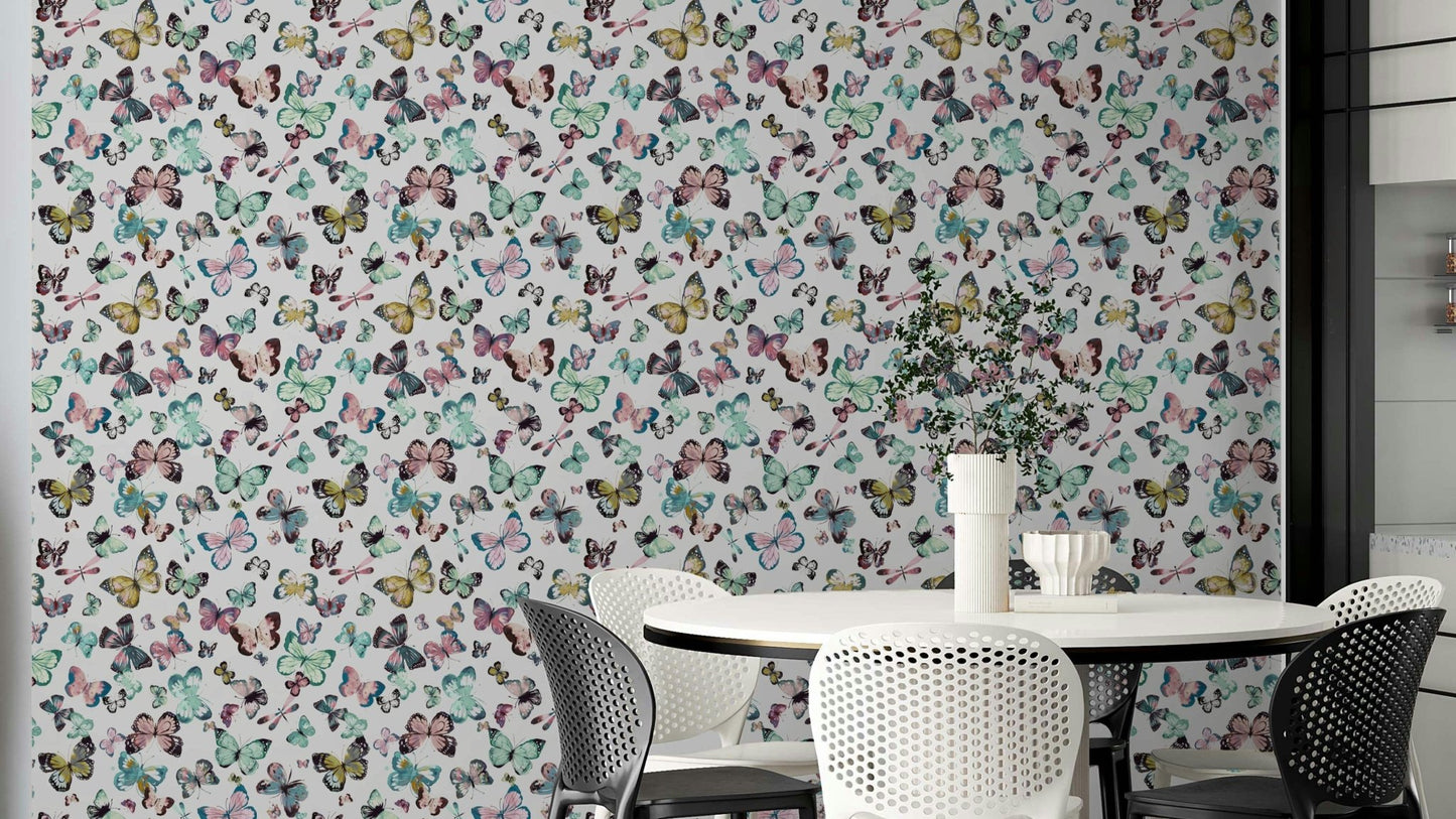 Green and pink wall design

