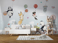 Flying Animals with Balloons in the Air Wallpaper Murals - Giffywalls A677