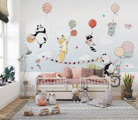 Nursery wallpaper with floating animals design A677
