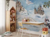 Majestic Dragon and Castle Wall Mural
