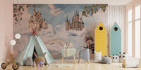 Whimsical Dragon Castle Nursery Wallpaper
