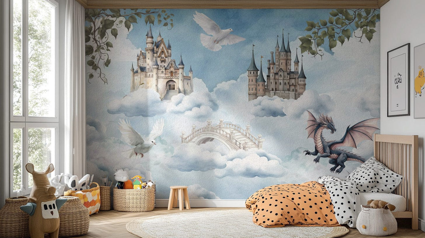 Magical Dragon and Castle Wallpaper
