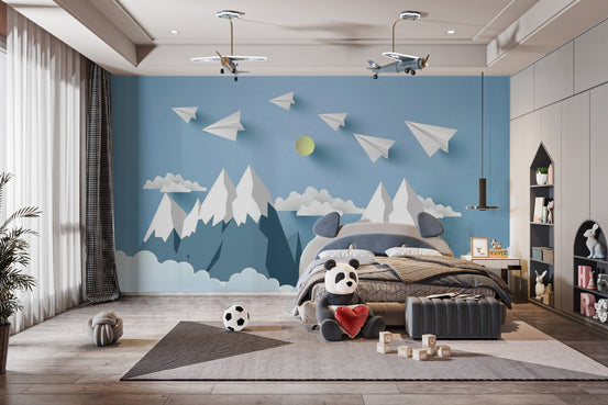 Flying Planes on Mountain Peel and Stick Wallpaper for Kids Kids-04