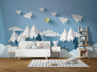 Flying Planes on Mountain Wallpaper Mural for kids' rooms
