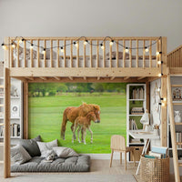 Nature inspired wildlife wallpaper for a professional home office feature wall.