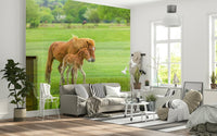 Heart-warming animal scene wall mural for a relaxing lounge atmosphere.