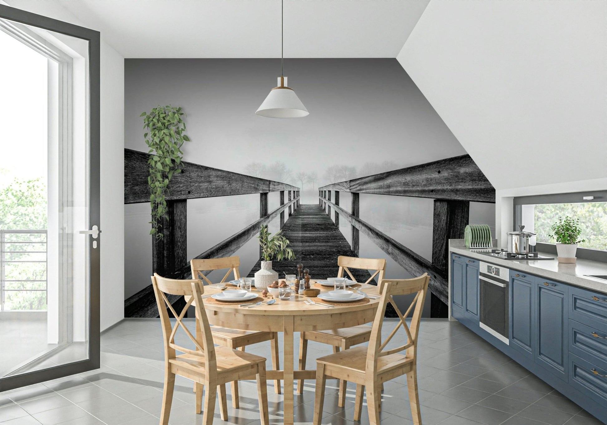 An artistic nature inspired mural for home decor.