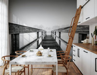 A calming serene view wallpaper mural that defines a space.