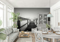 A beautiful wide-angle wall mural of a serene landscape.