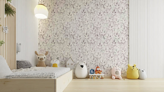 An angled shot of a wall with peaceful wallpaper, GD4471