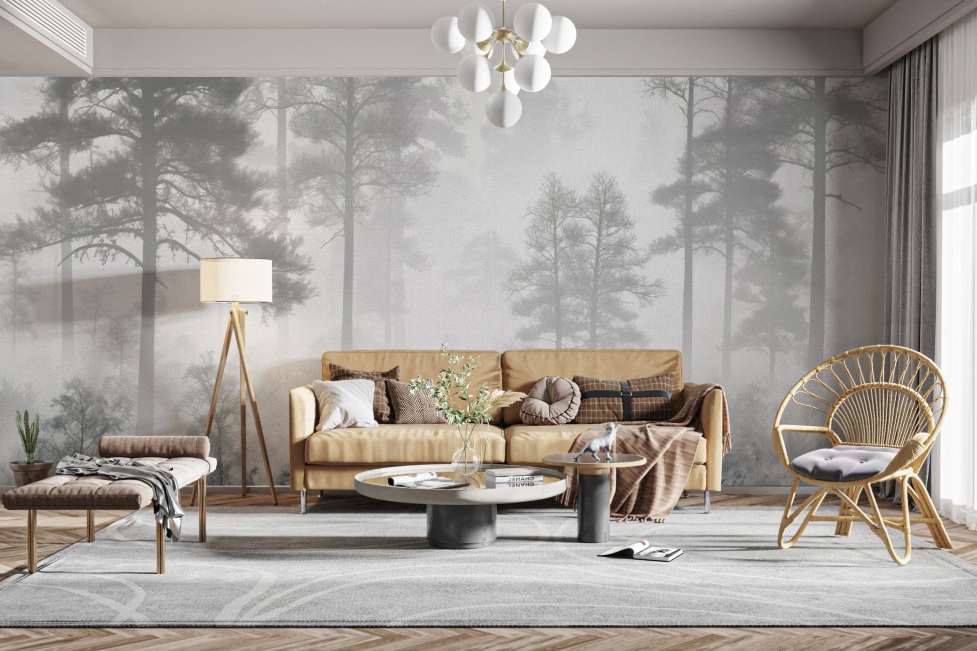 Misty woodland forest wallpaper
