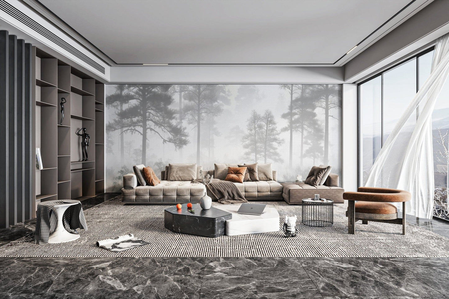 Foggy nature landscape wallpaper mural