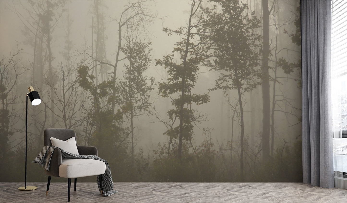 Nature-inspired foggy forest wallpaper D303
