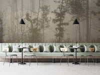 Soft mist-covered forest wallpaper D303
