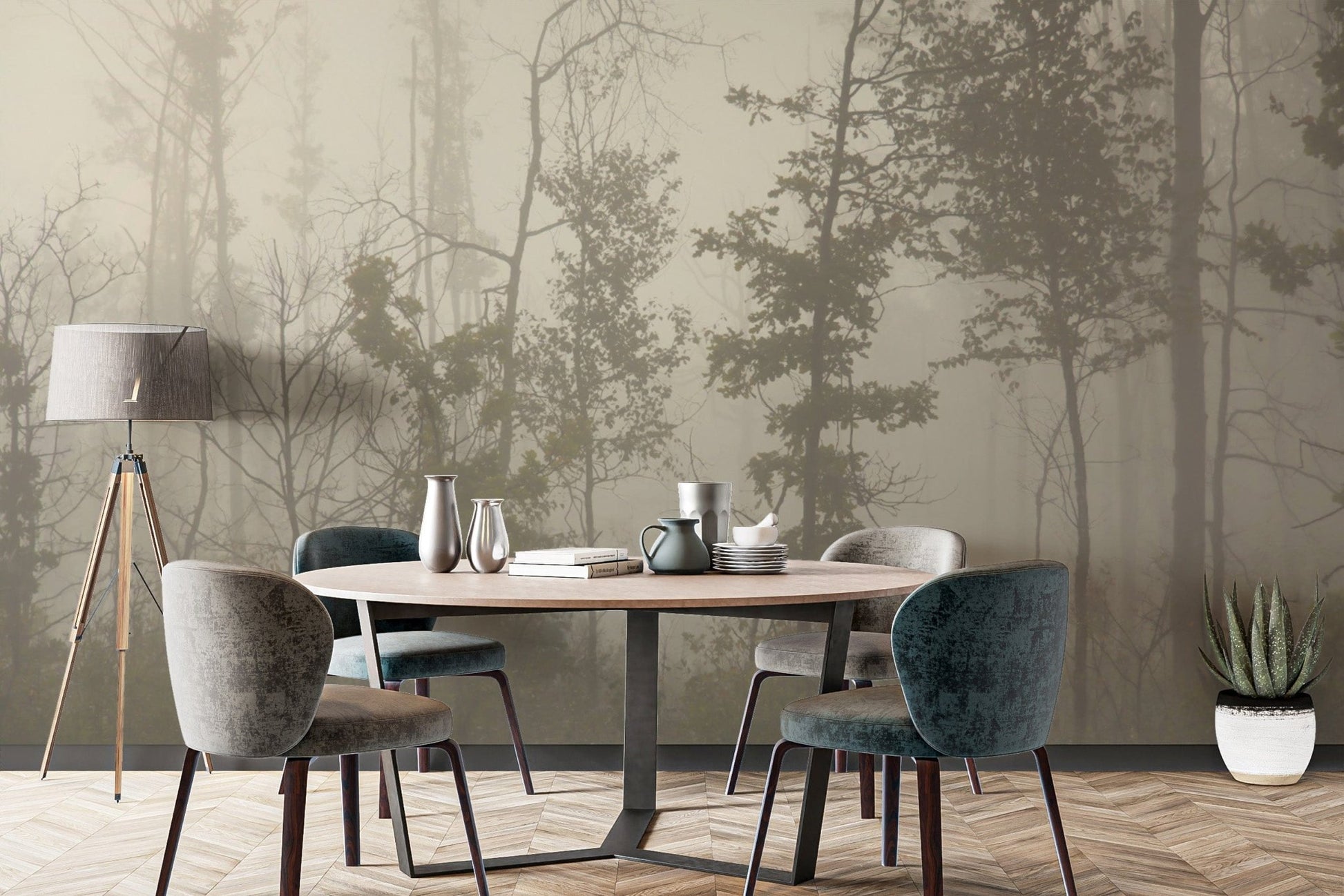 Foggy forest landscape wallpaper design D303
