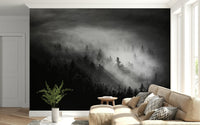 Eerie light through heavy fog Foggy Forest Woodland artistic wall art.