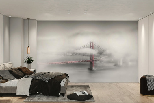 San Francisco bridge wallpaper in black and white

