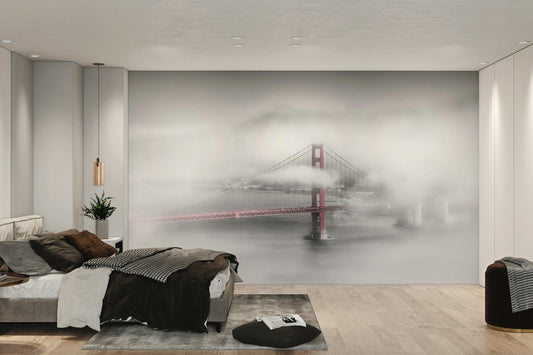 San Francisco bridge wallpaper in black and white

