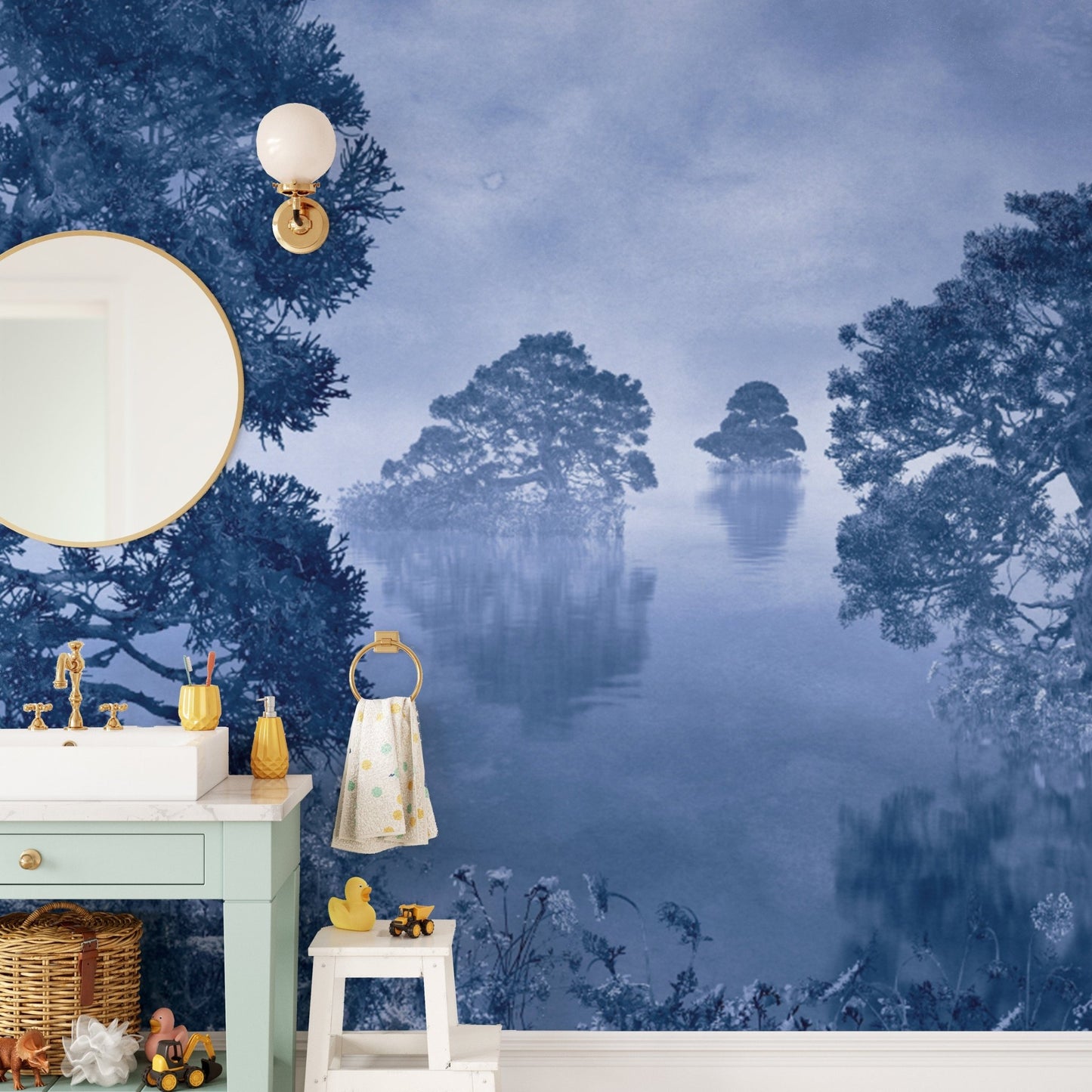 Foggy Pastel Trees Wallpaper