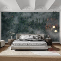 Foggy Pine Forest Wallpaper Mural - Giffywalls mountain-09