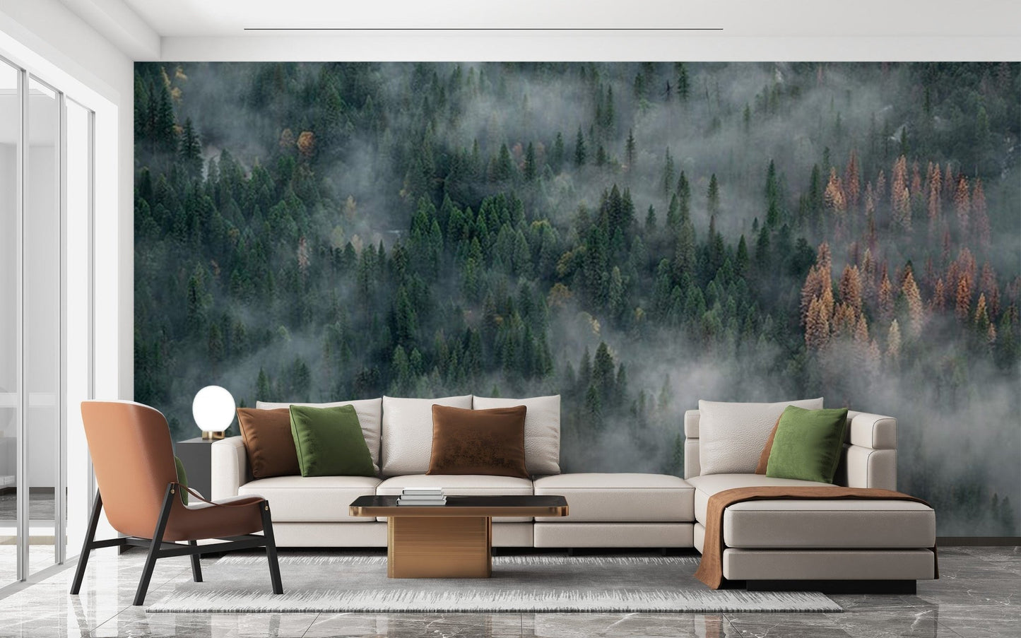 Foggy Pine Forest Wallpaper Mural - Giffywalls mountain-09