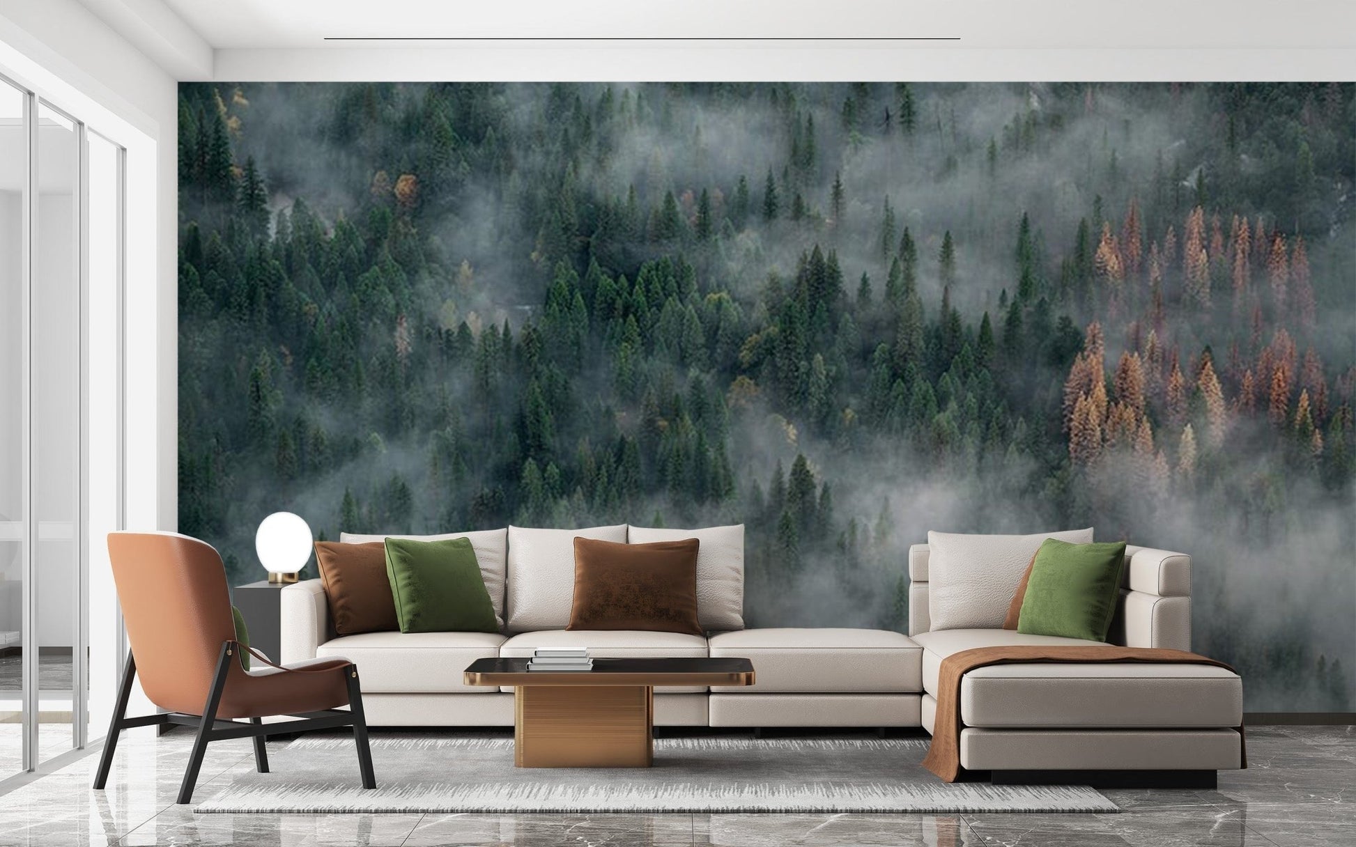 Foggy Pine Forest Wallpaper Mural - Giffywalls mountain-09