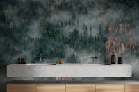 Foggy Pine Forest Wallpaper Mural - Giffywalls mountain-09