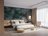 Pine forest wallpaper mural with foggy effect mountain-09
