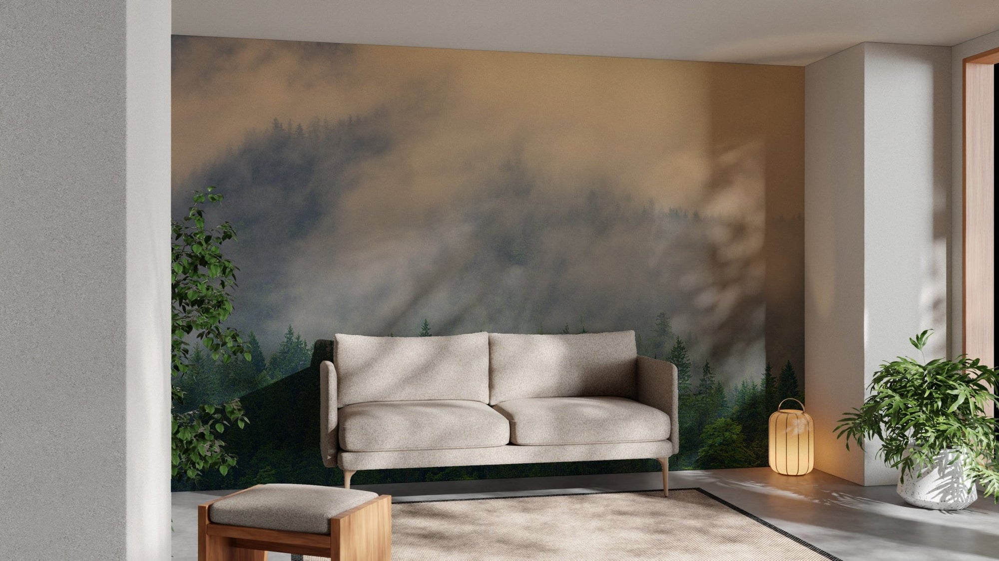 Foggy pine tree wall mural mountain-16
