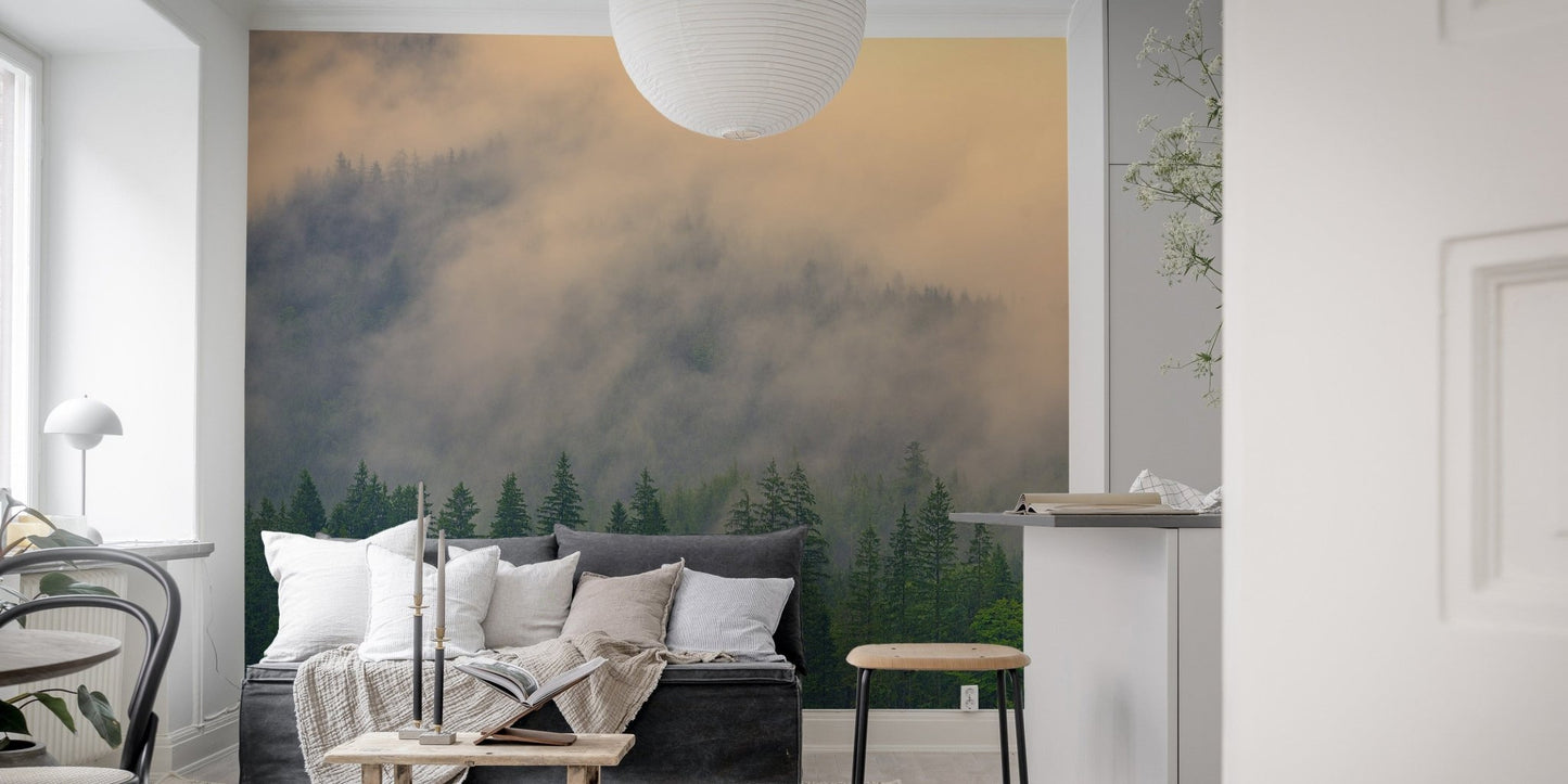 Foggy woodland wall design
