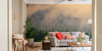 Pine woods fog wall mural
