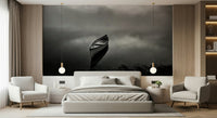 A graceful subtle pattern wall mural in cool, tranquil tones.