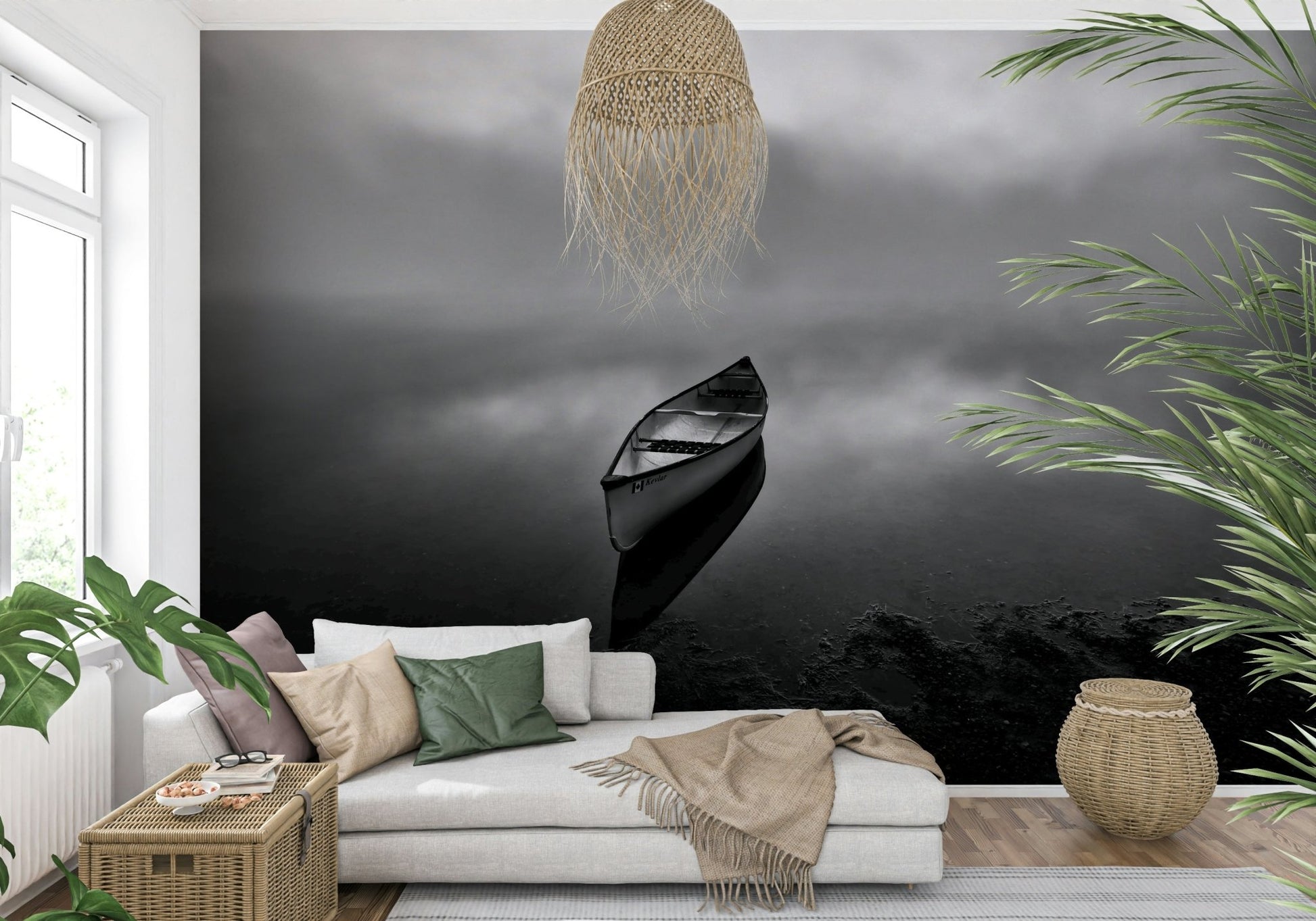 An artistic nature seascape mural for home decor.