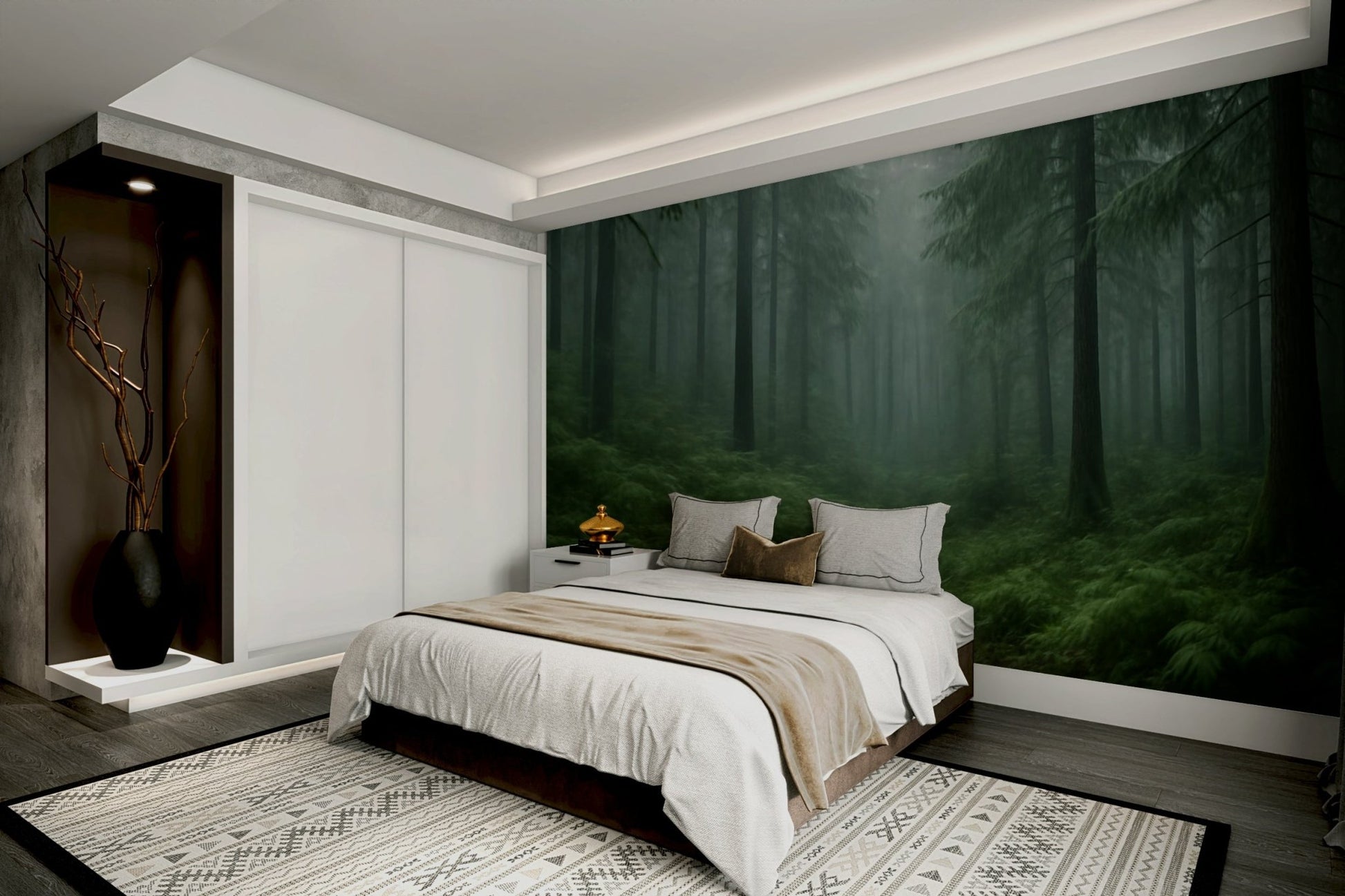 Moody forest scene wallpaper mural

