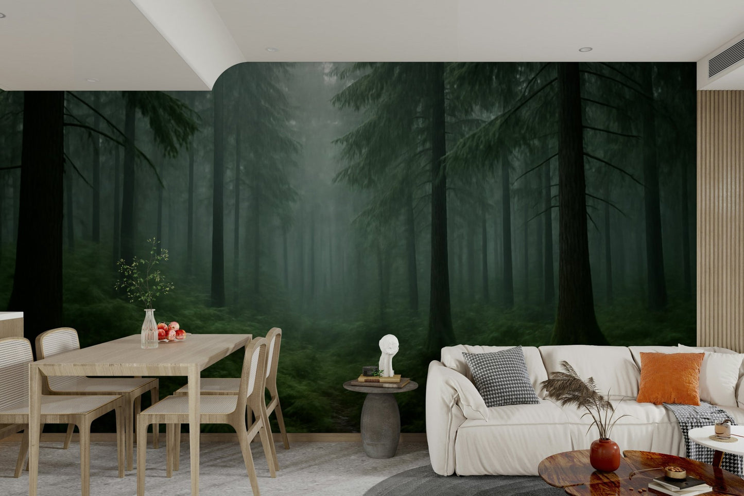 Nature wall mural with dense fog

