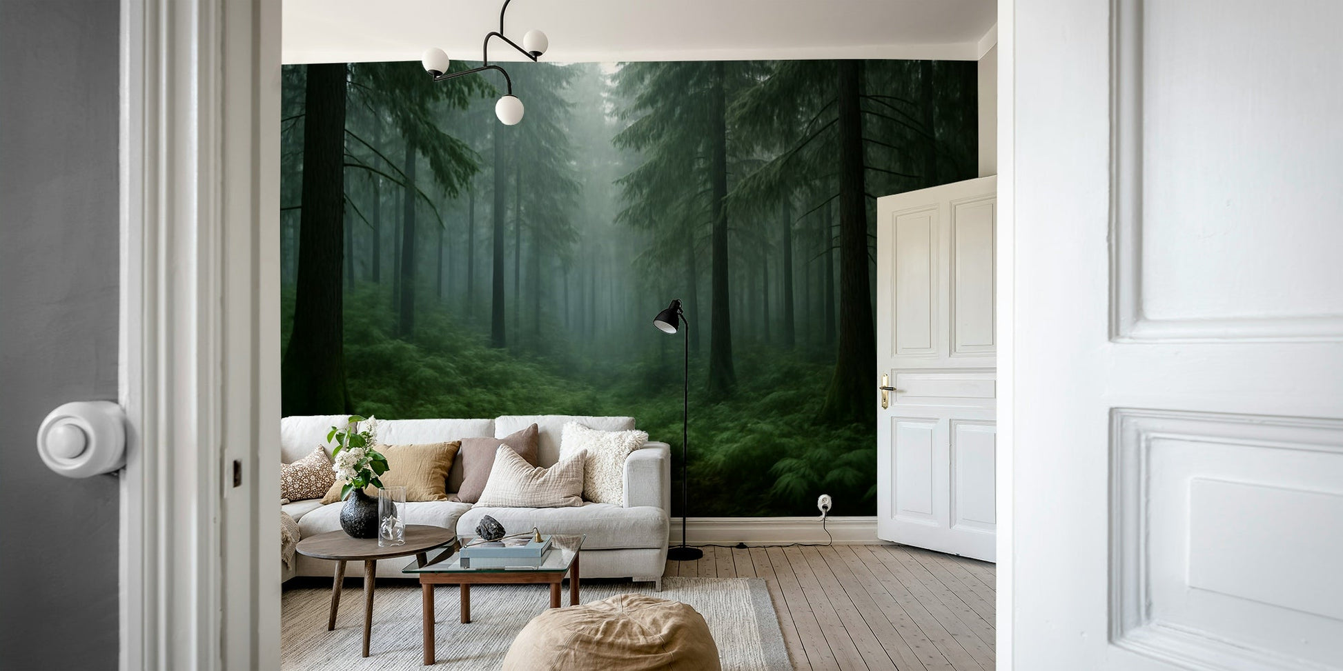 Forest in fog wall mural for home

