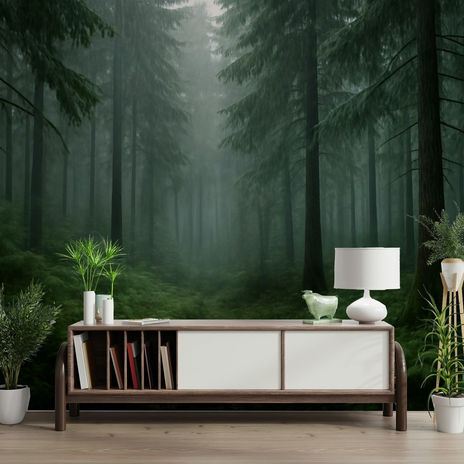 Foggy Wilderness wall mural design

